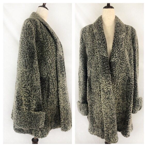 1940s Persian Lamb Wool Coat | 40s Silver Persian