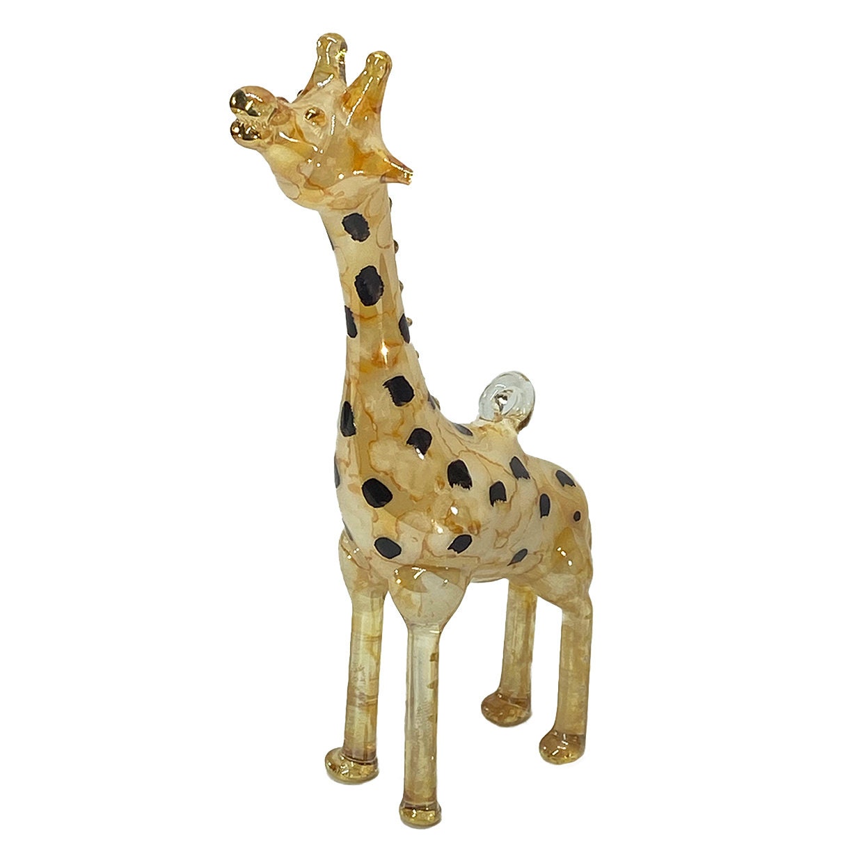 Hand Blown Glass Giraffe Ornament: 10K Gold Accents