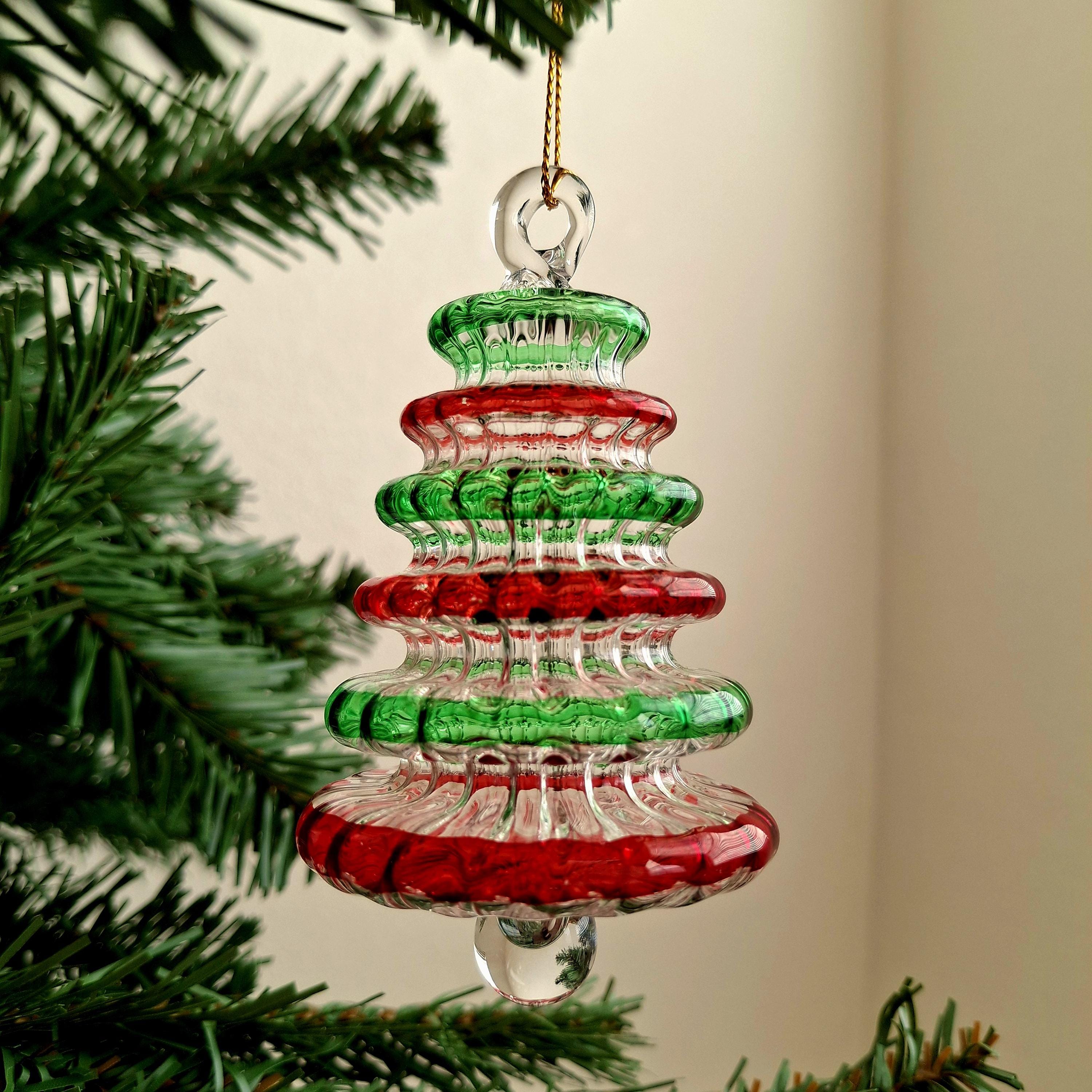 Decorazioni per albero di Natale in vetro fuso, decorazione natalizia in vetro, decorazione da appendere all'albero di Natale, in vetro fuso a mano, decorazione per albero di Natale (D