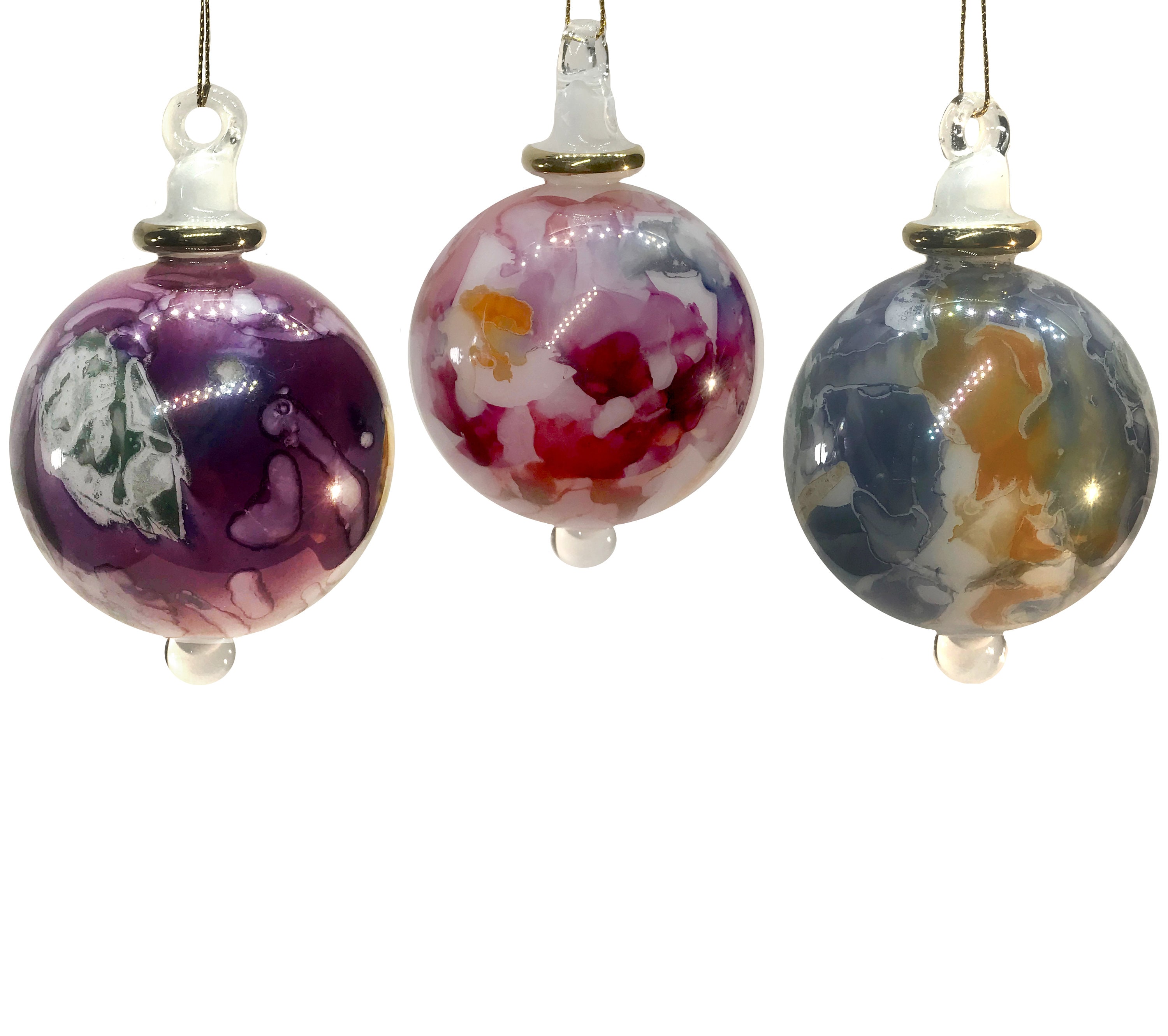 Mouth Blown Glass Marble Ball Christmas Ornament, Wedding Favors, Gift