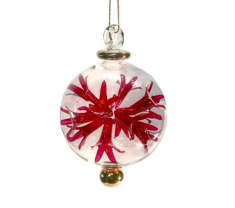 Mouth Blown Glass Flak Ball Christmas Ornament, Wedding Favors, Gift