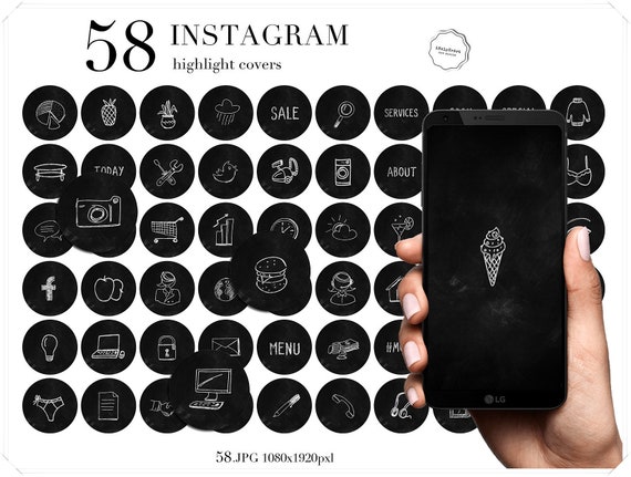 Instagram Highlight Covers Instagram Icons Black and White | Etsy