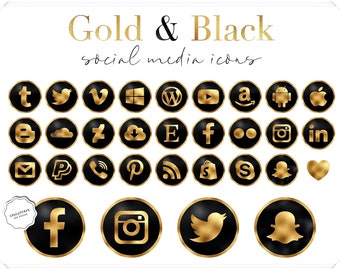 Icons Black And Gold Etsy Icons Black And Gold Etsy