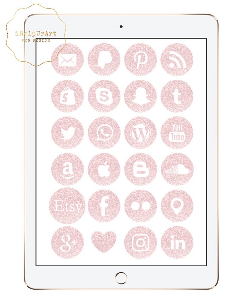 Pink Glitter Social Media Icons Blush Pink Social Icons Etsy