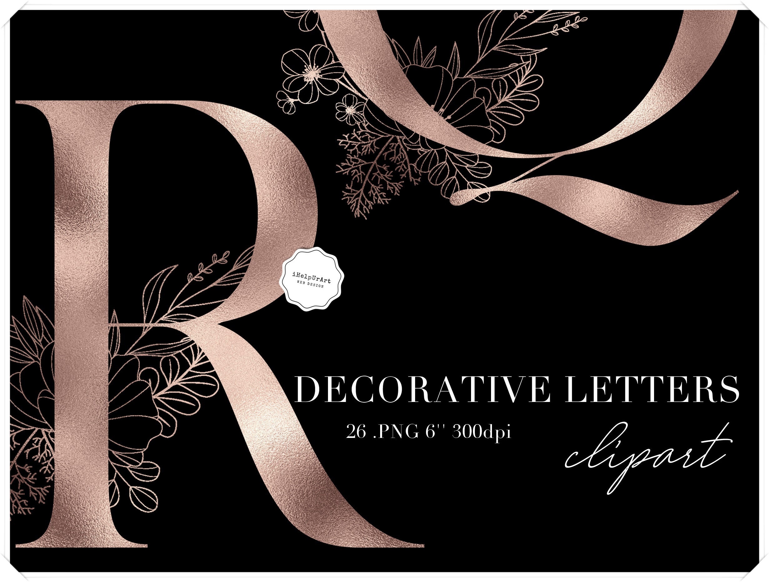 rose gold alphabet clipart rose gold decorative letters etsy