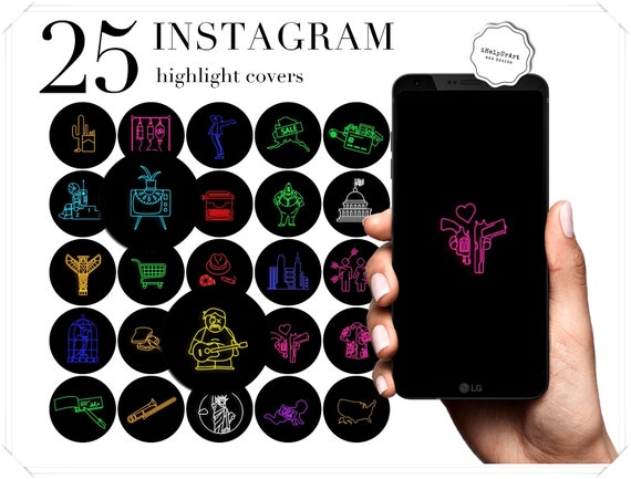 Neon Instagram Story Highlight Covers Neon Lights Insta | Etsy