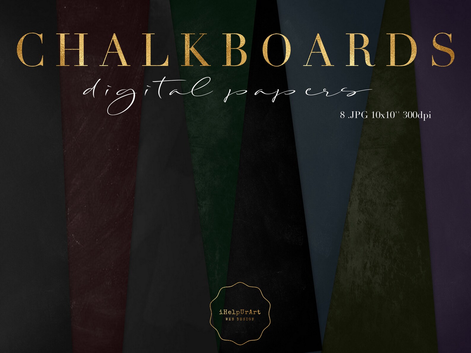 Chalkboard Digital Paper Blackboard Papers Colorful Etsy