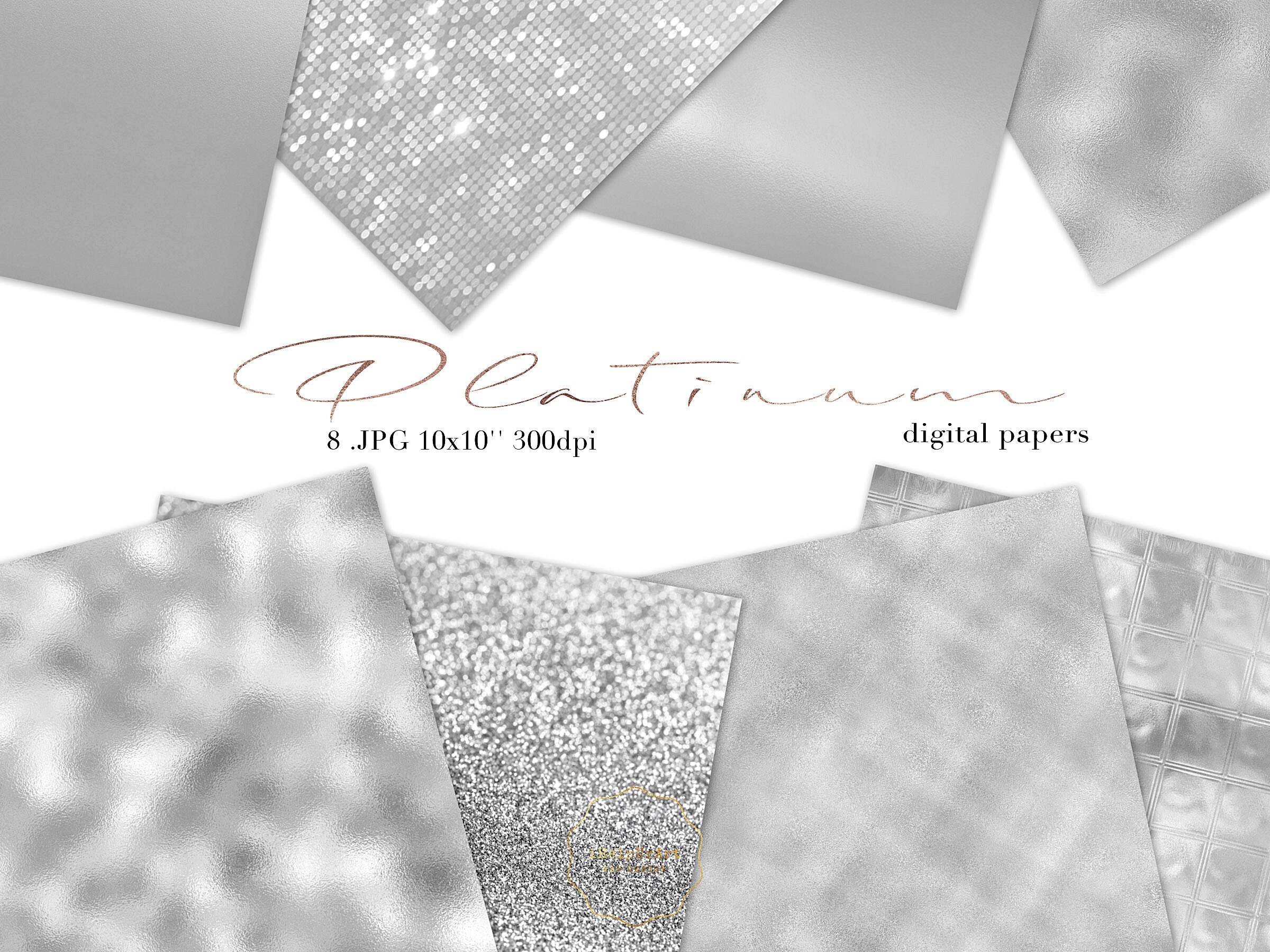 Platinum Papers Metallic Texture Paper Silver Digital Etsy