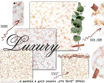 Marble and Gold Paper- White Marble Papers - Marble with Gold Streaks - Marble Texture Backround - Modern Blog Backround - Marble Backdrop