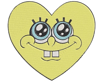 Spongebob Squarepants Spongebob Face Love Heart Embroidery