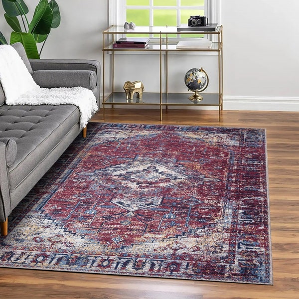 GLN Rugs Narman Machine Washable Area Rug Multicolor Vintage Home Floor Mat Carpet