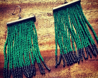 Doctor's Green Fringe Earrings