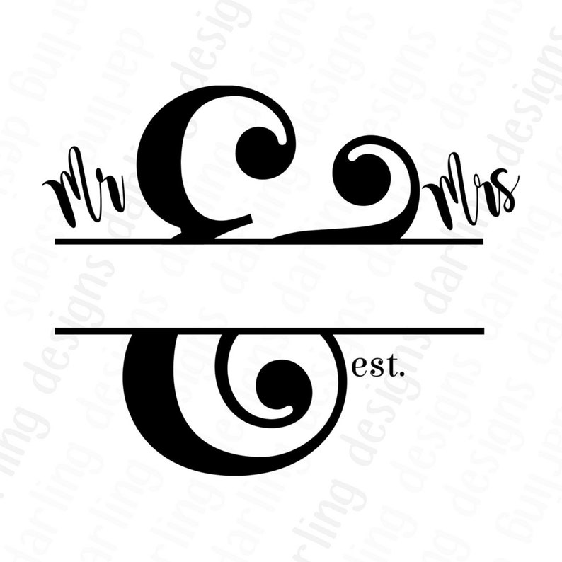 Download Mr and Mrs svg split monogram cut file for cricut and | Etsy