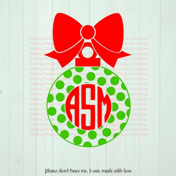 Download Christmas Ornament Monogram Svg With Polka Dots Comes With Etsy