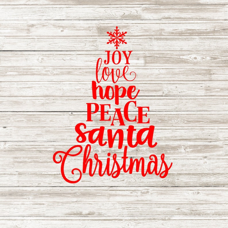 Christmas Words Svg Christmas Tree Svg Etsy