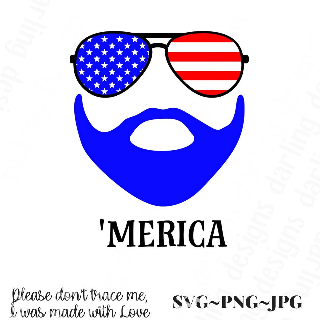 Merica Svg Fourth of July Svg Red White and Blue Svg Beard Svg - Etsy