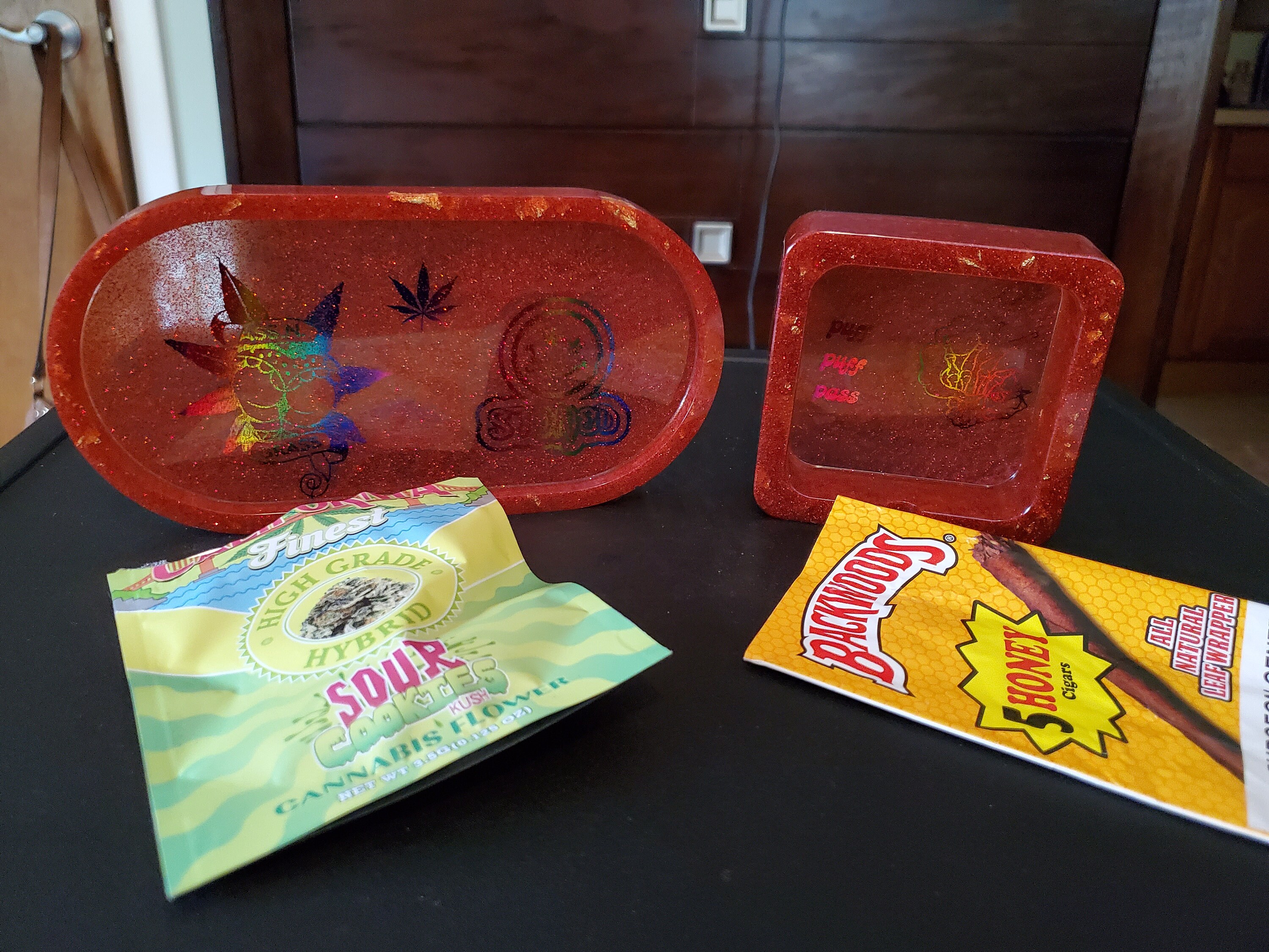 Rolling Tray Set Rolling Tray Cool Ashtray Grass Assn Puff Etsy