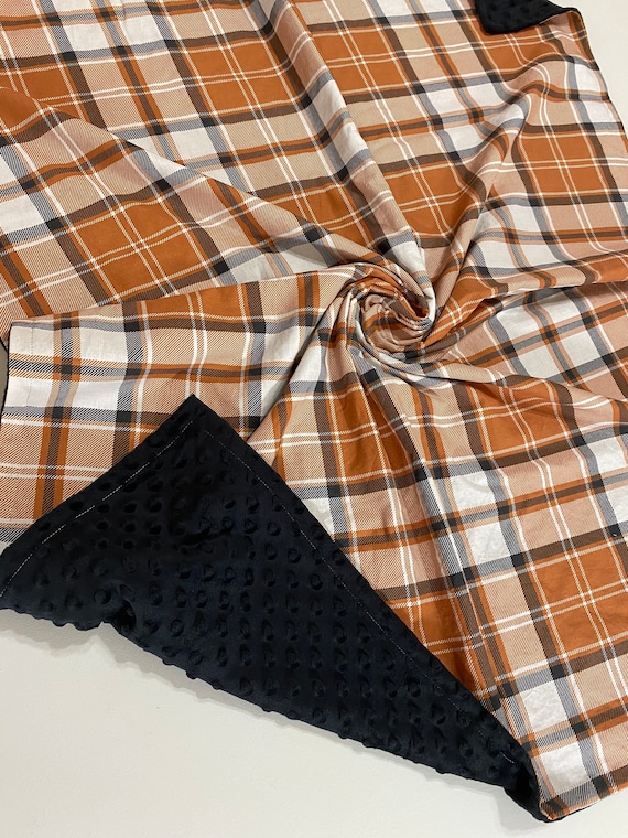 Orange & Black Plaid Baby Minky Blanket Orange & Black Plaid Baby Minky Blanket