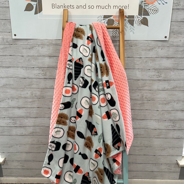 Happy Sushi Adult Fleece & Minky Blanket