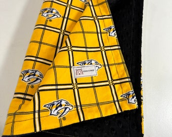 Nashville Predators Plaid Baby Minky Blanket