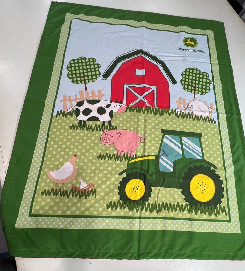 John Deere Farm Panel Baby Minky Blanket Etsy
