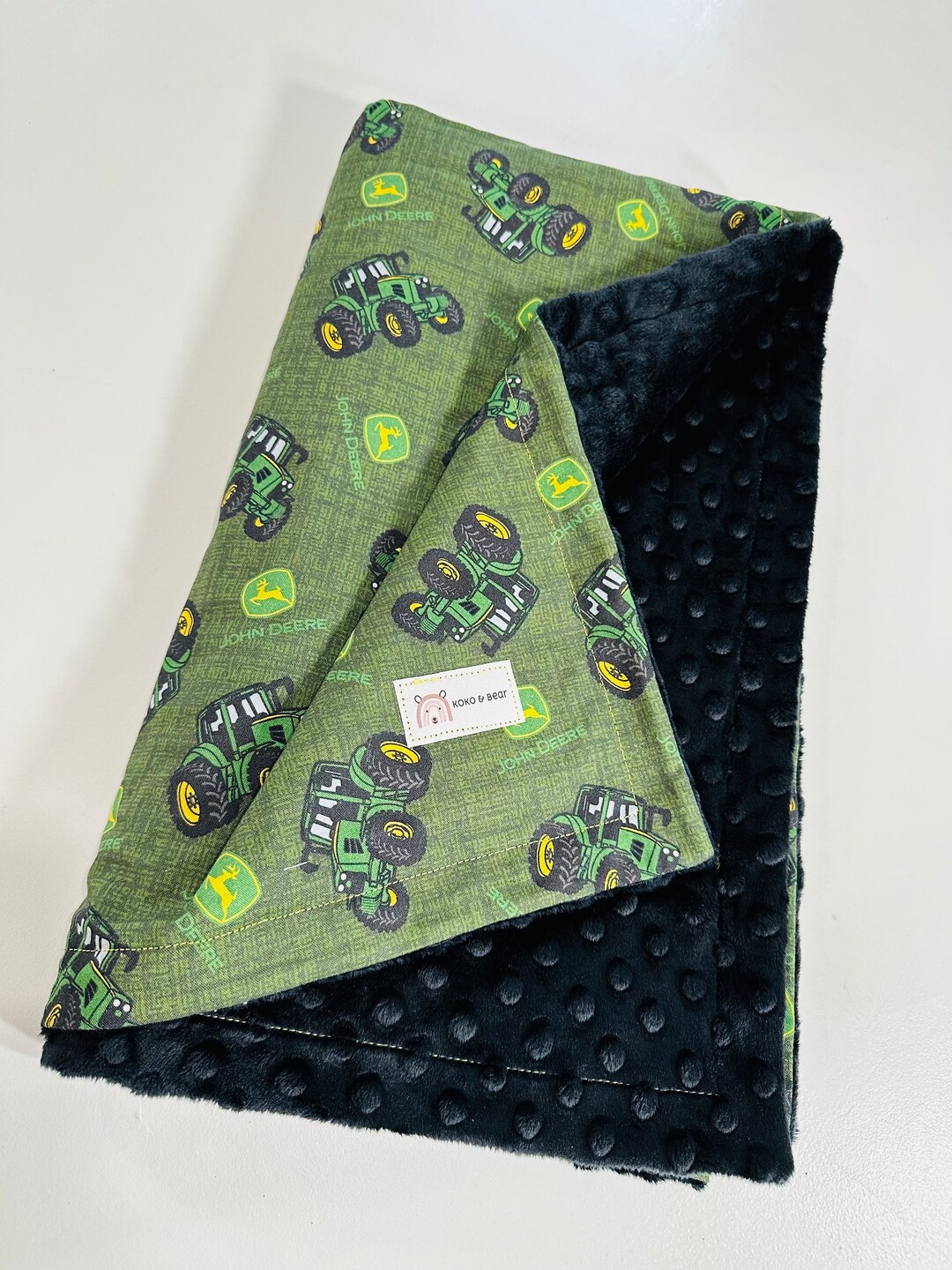 John Deere Distressed Tractors Baby Minky Blanket Etsy