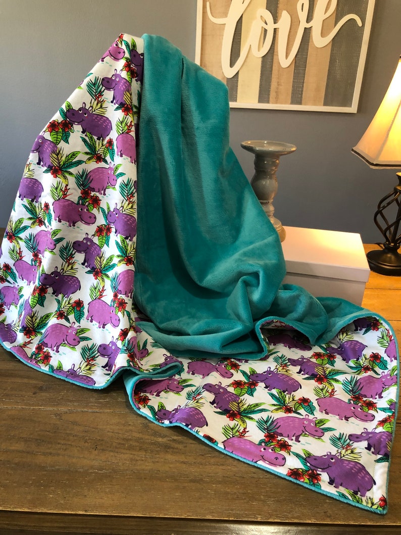 Happy Happy Hippos Baby Minky Blanket
