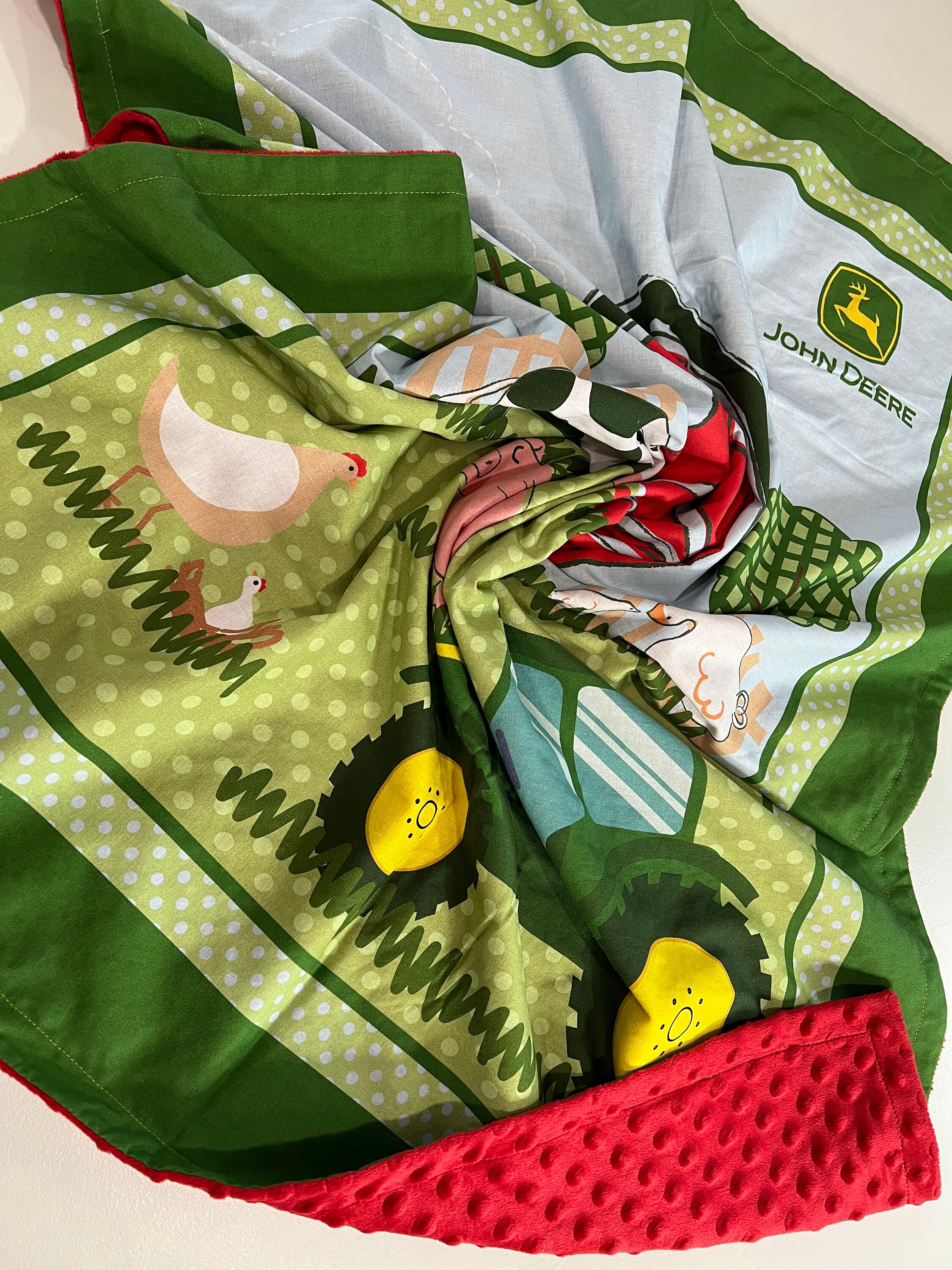 John Deere Farm Panel Baby Minky Blanket Etsy