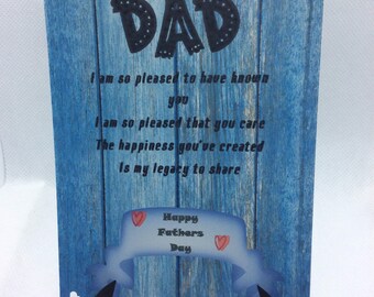 Dad keepsake easel card Love Father unique poem Father’s Day legacy loved special handmade
