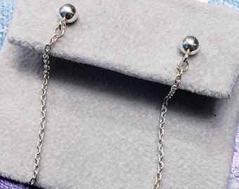 Minimalist Sterling Silver Chain Drop Earrings