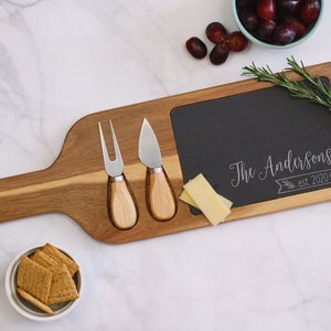 Personalized Cheese Board With Utensils, Slate Charcuterie Board, House Warming, Wine Lover, Anniversary Gift, Wedding, Christmas, corporate
