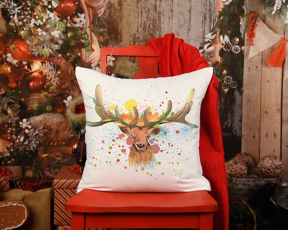 Christmas Pillow, Christmas Decor, Pillow Case With Reindeer and