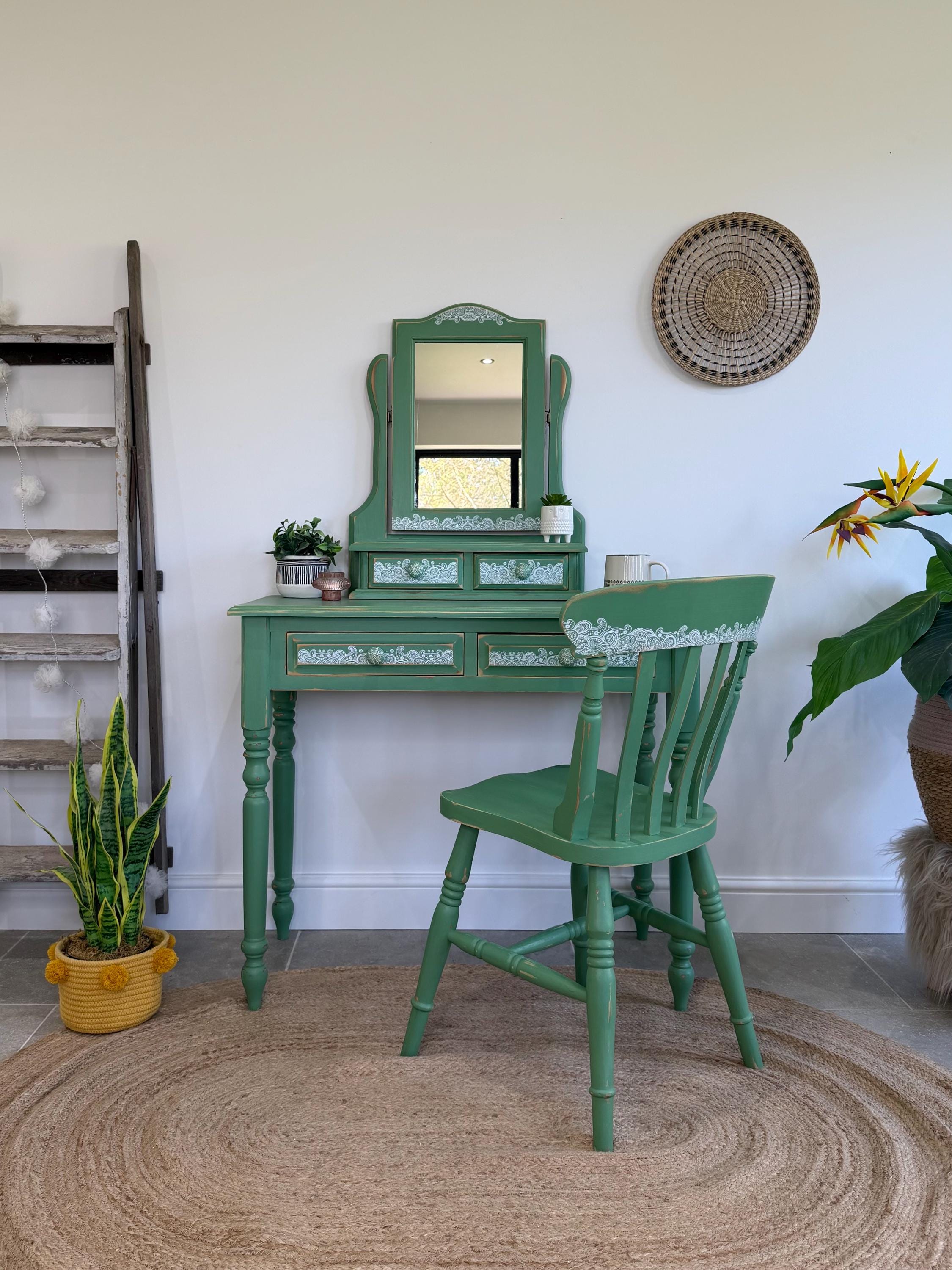 green dressing table chair Green Vanity Chair Dressing Table Reception Chair with Butterfly Backrest, Swivel Chair Accent Chair Dining Chair