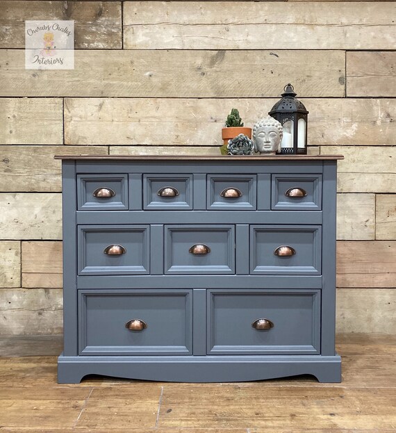 Merchant Chest Of Drawers Painted In Dark Grey Etsy