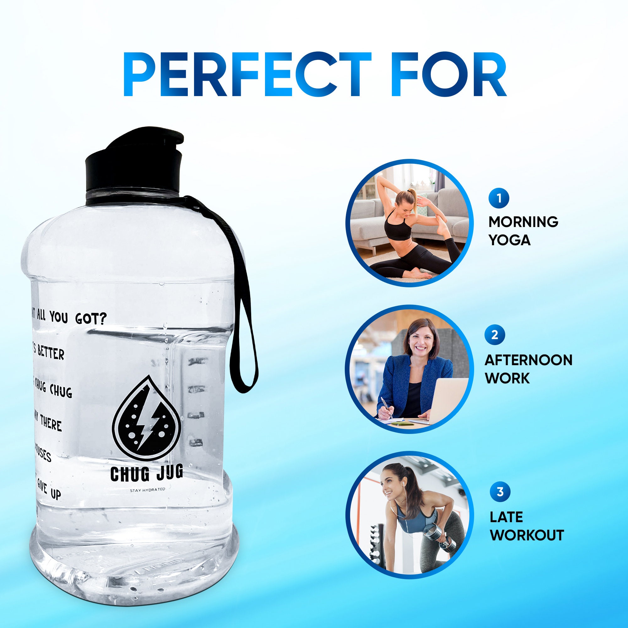 CHUG JUG Half Gallon Water Bottle With Times 64 Oz Water Etsy