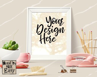 Download Free Taupe White Wall Mockup. Modern Decor. Front View Girl's Room Mockup. Teenager's Room Mockup. Mockup. Mock Up. Social Media. Blog Artwork. PSD Template