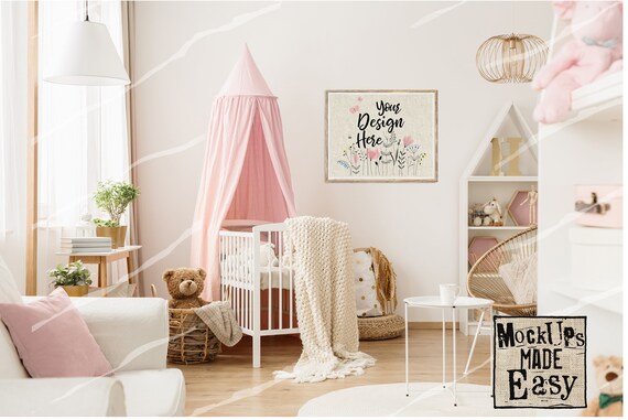 Pink Nursery Mockup In Pink Mock Up For Babys Pink Nursery Mockup In Pink Mock Up For Babys