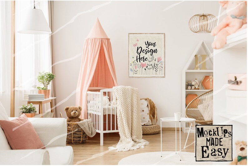 Download Nursery Mockup In Pink. Mock Up For Baby's Room. Mockup | Etsy