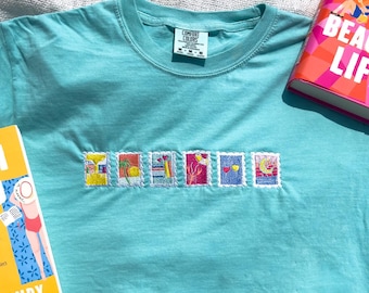 Emily Henry Stamps Embroidered Tee // Bookish Merch // Book Lovers // Funny Story // Happy Place