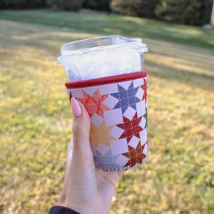 Quilted Stars Drink Sleeve // Iced Coffee Cozy