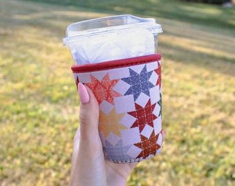 Quilted Stars Drink Sleeve // Iced Coffee Cozy