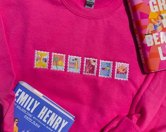 Emily Henry Stamps Embroidered Sweatshirt // Bookish Merch // Book Lovers // Funny Story // Happy Place
