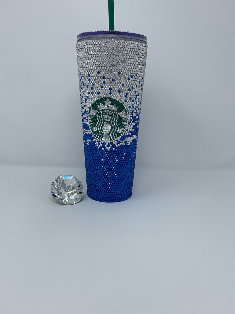 Starbucks cup decorated with Swarovski Crystals Etsy