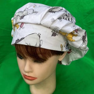White winnie Pooh cartoon surgical scrub cap bouffant style/chef hat/chemo hat