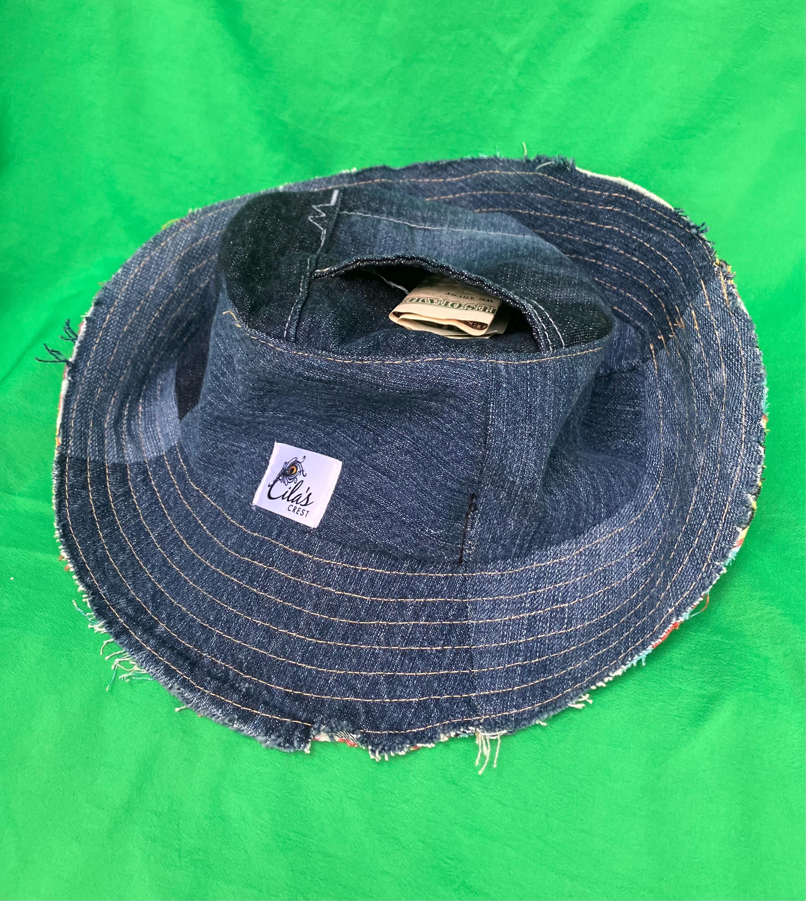Bucket Hat Rim Support Installation Unique Rugged Denim Upcycled Bucket Hat With Flower Paisley Rim - Etsy