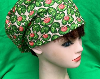 Green Lillypads Cotton Scrub Cap: Basic Euro Style
