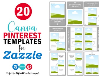 20 Pinterest Canva-sjablonen voor Zazzle en Instagram | Verticale pinnen geoptimaliseerd voor vierkante afbeeldingen | Aanpasbaar | Hoge conversie