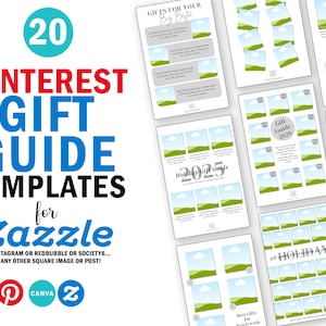 20 Gift Guide Pinterest Canva Templates for Zazzle | Vertical Pins Optimized for Square Images | Customizable | High Converting
