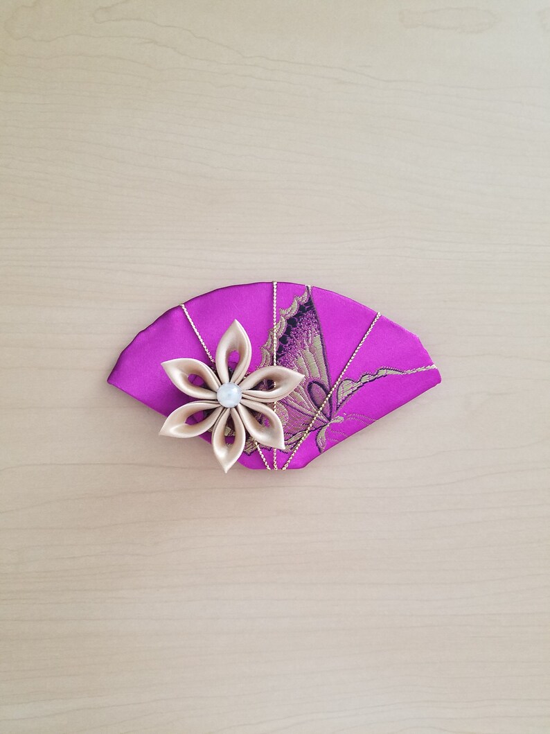 Japanese Traditional Tsumami Kanzashi Fan Flower Hair Clip Japanese