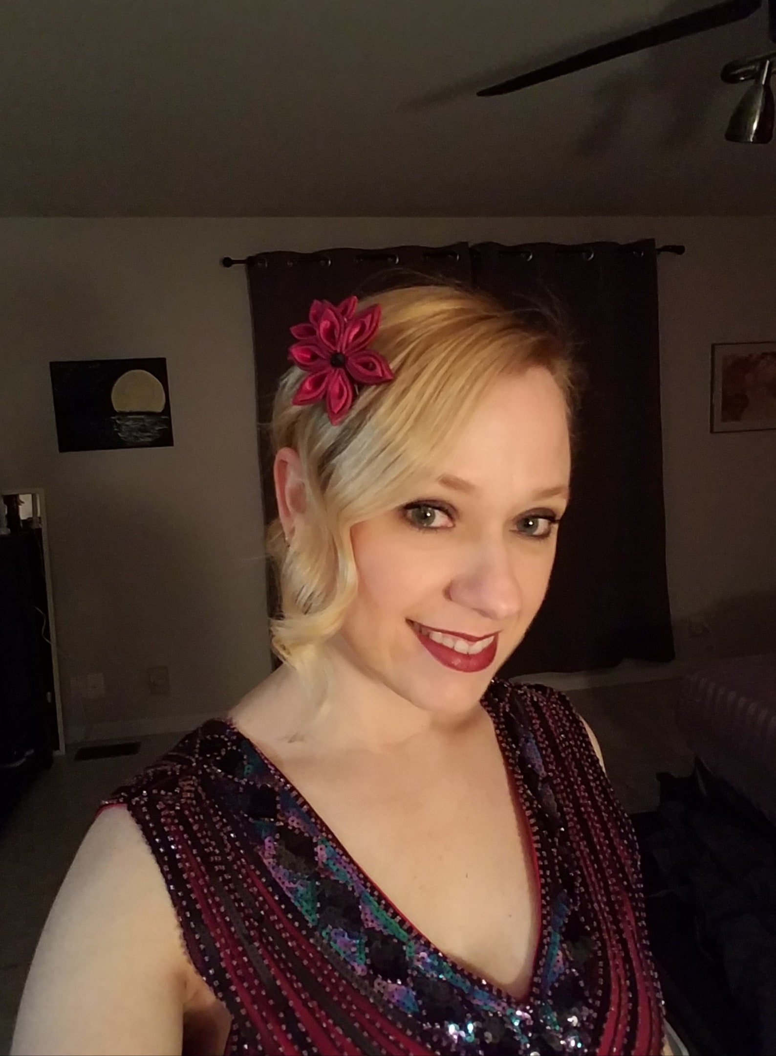 Kanzashi Hair Clip Red, Black, White, Maroon, Burgundy. Japanese Hair